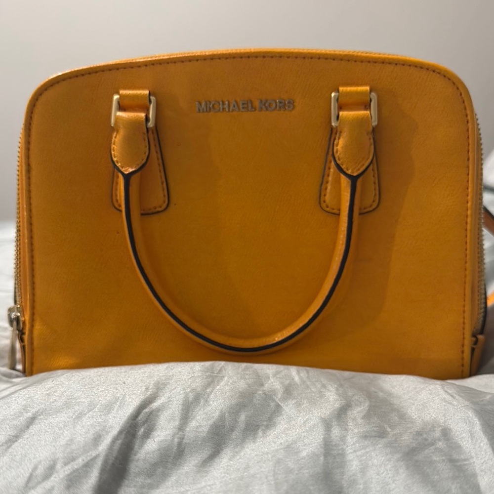 Michael Kors Orange Structured Satchel Bag